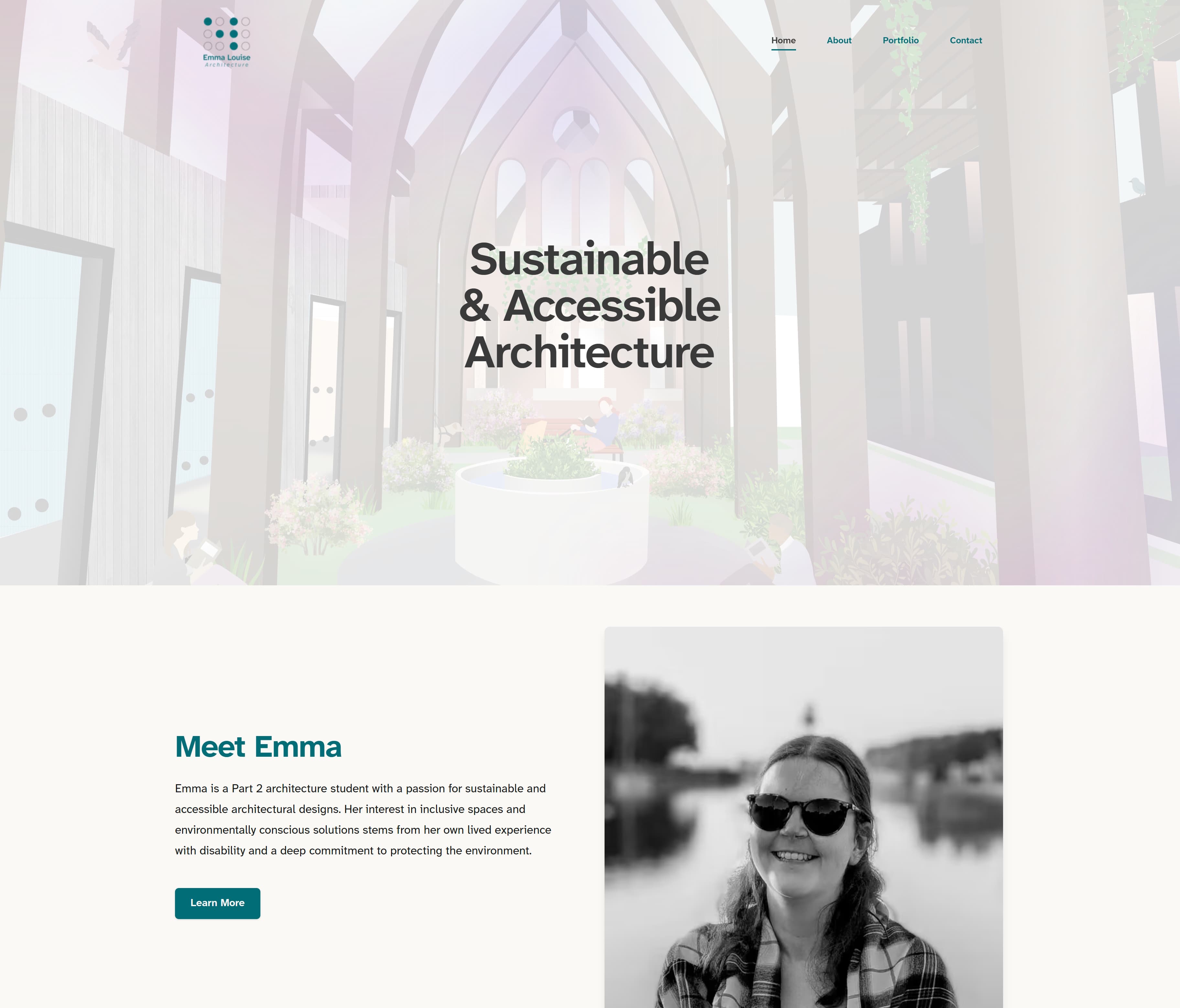 Full-length capture of the Emma Louise Architecture homepage.